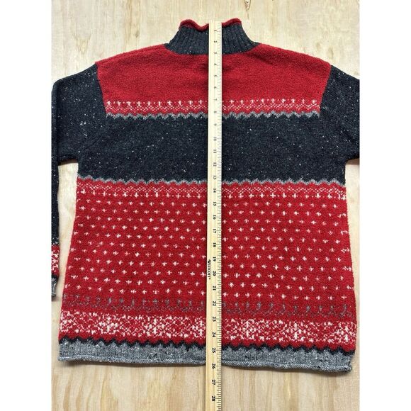 Jones New York Sport Sweater Wool Blend Snowflakes Red Black VTG S - Picture 4 of 5